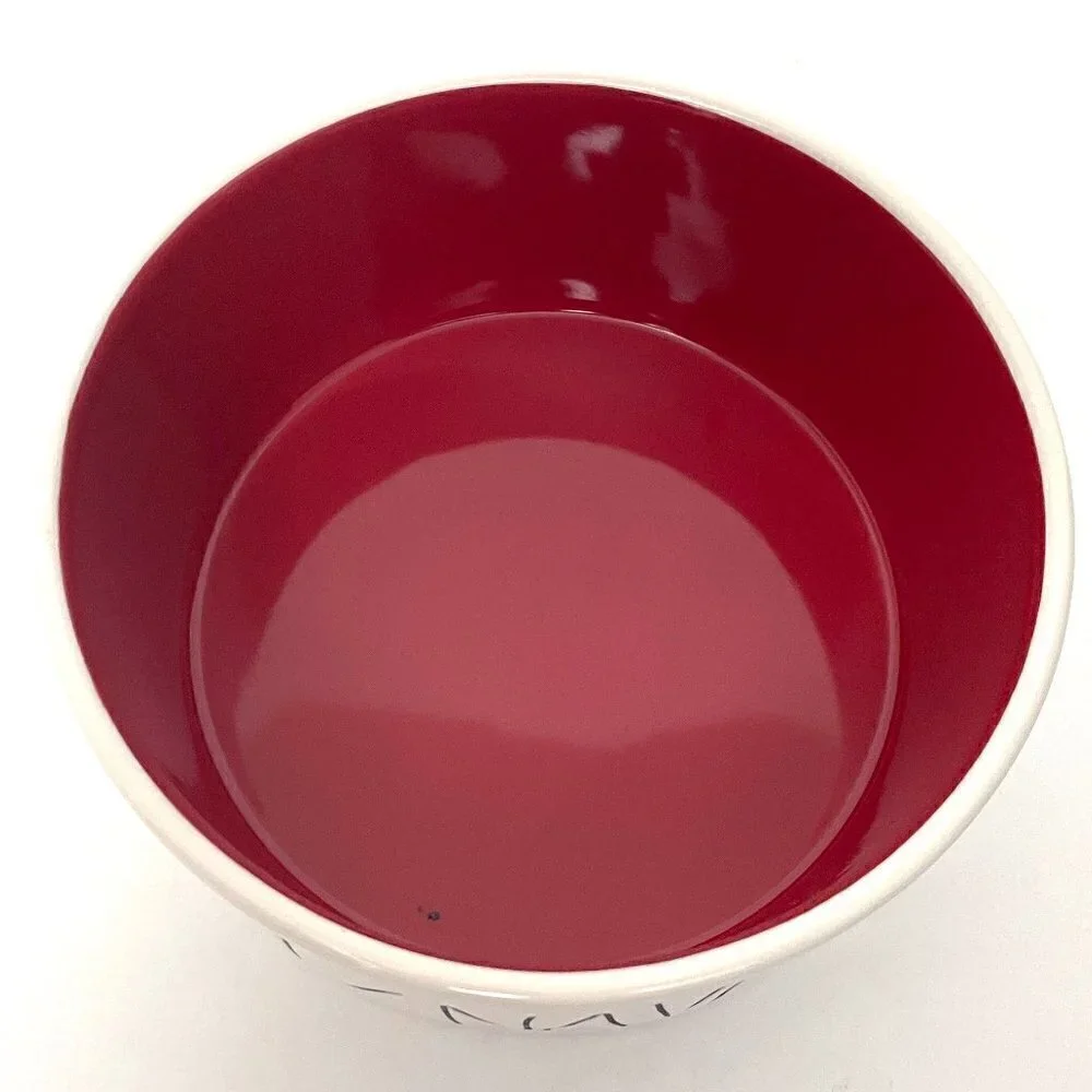 Rae Dunn White and Red Ceramic Dog Dish Christmas Feliz Navidad Dog Cat Bowl